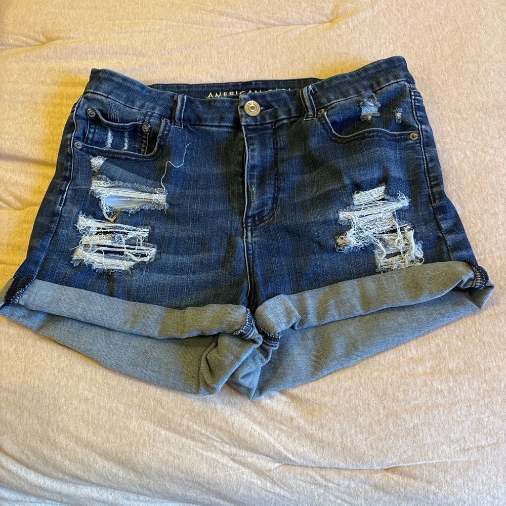 American Eagle Outfitters Women's Distressed Blue Jean Shorts